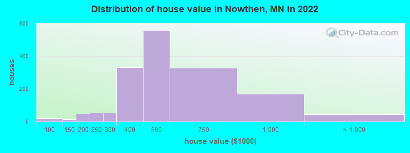 Distribution of house value in Nowthen, MN in 2022