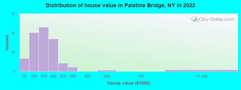 Distribution of house value in Palatine Bridge, NY in 2022