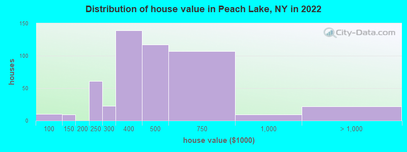 Distribution of house value in Peach Lake, NY in 2022