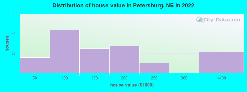 Distribution of house value in Petersburg, NE in 2022