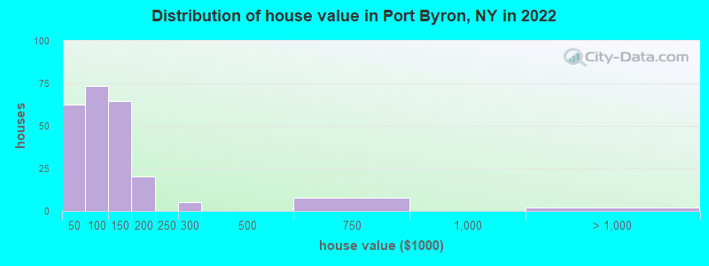 Distribution of house value in Port Byron, NY in 2022