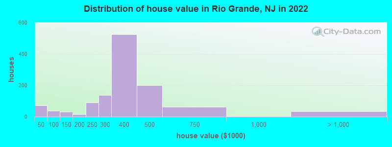 Distribution of house value in Rio Grande, NJ in 2022