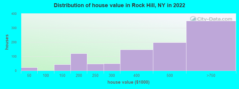 Distribution of house value in Rock Hill, NY in 2022