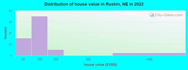 Distribution of house value in Ruskin, NE in 2022
