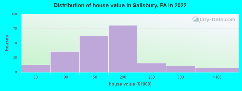 Distribution of house value in Salisbury, PA in 2022