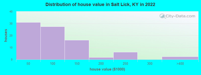 Distribution of house value in Salt Lick, KY in 2022