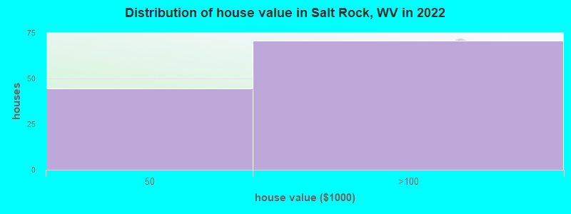 Distribution of house value in Salt Rock, WV in 2022