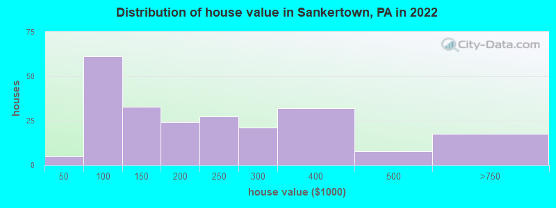 Distribution of house value in Sankertown, PA in 2022