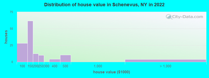 Distribution of house value in Schenevus, NY in 2022