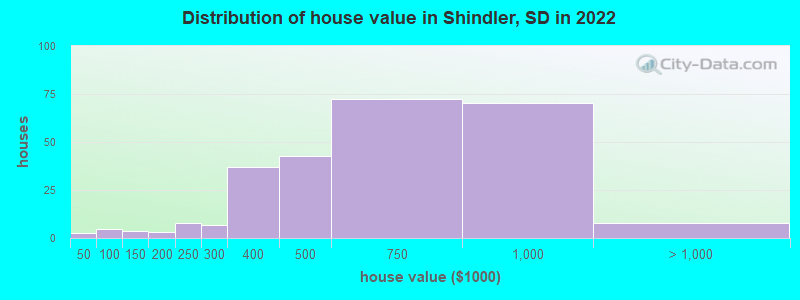 Distribution of house value in Shindler, SD in 2022