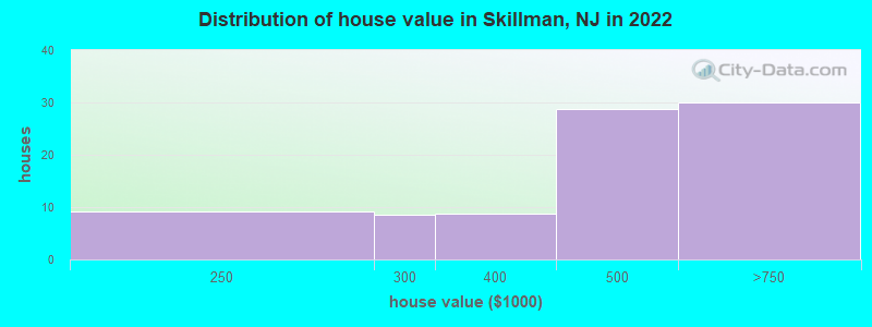 Distribution of house value in Skillman, NJ in 2019