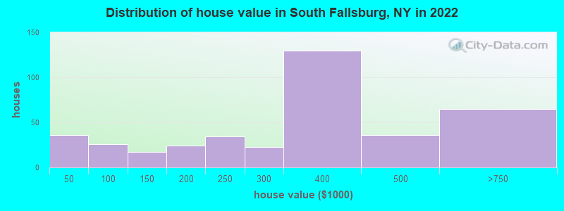 Distribution of house value in South Fallsburg, NY in 2019