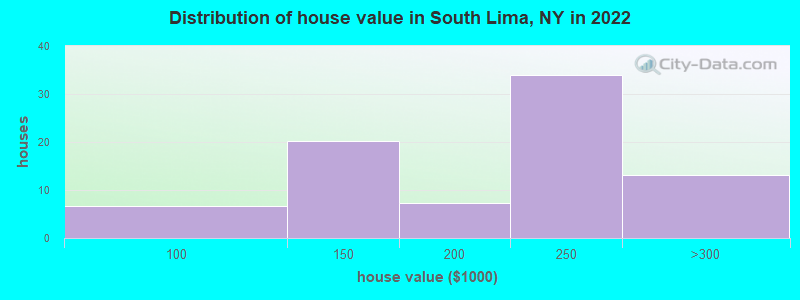 Distribution of house value in South Lima, NY in 2022
