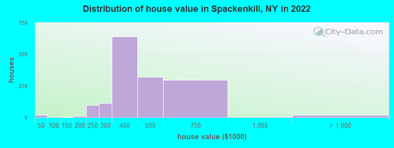 Distribution of house value in Spackenkill, NY in 2022