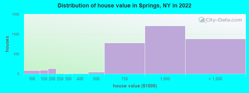 Distribution of house value in Springs, NY in 2022