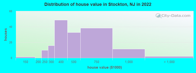 Distribution of house value in Stockton, NJ in 2022