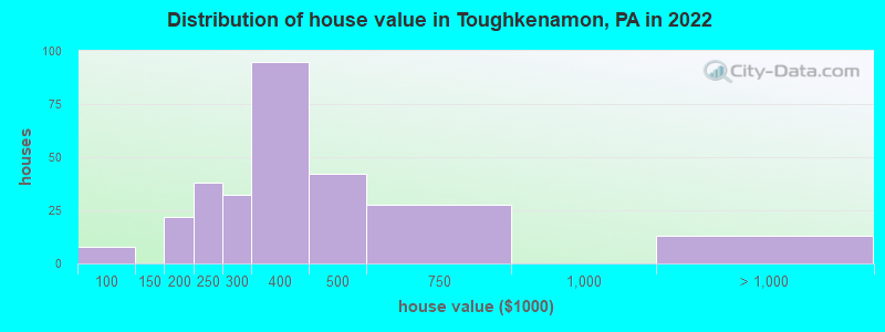 Distribution of house value in Toughkenamon, PA in 2019