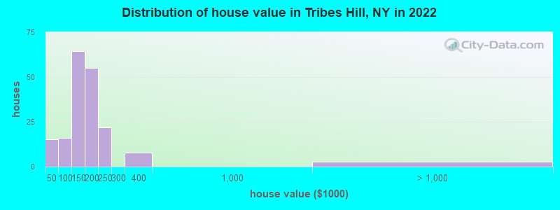 Distribution of house value in Tribes Hill, NY in 2022