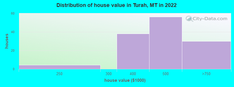 Distribution of house value in Turah, MT in 2022