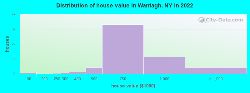 Distribution of house value in Wantagh, NY in 2019