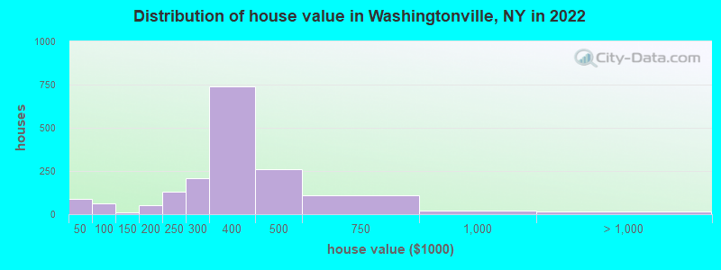 Distribution of house value in Washingtonville, NY in 2022