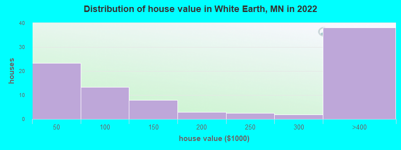 Distribution of house value in White Earth, MN in 2022