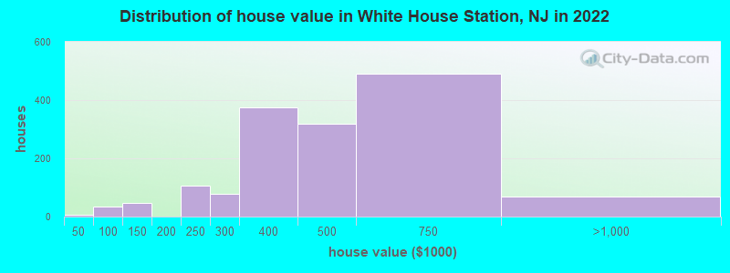 Distribution of house value in White House Station, NJ in 2022
