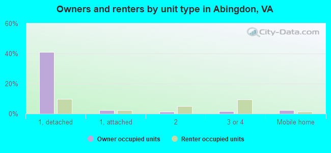 Owners and renters by unit type in Abingdon, VA