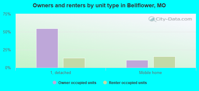 Owners and renters by unit type in Bellflower, MO
