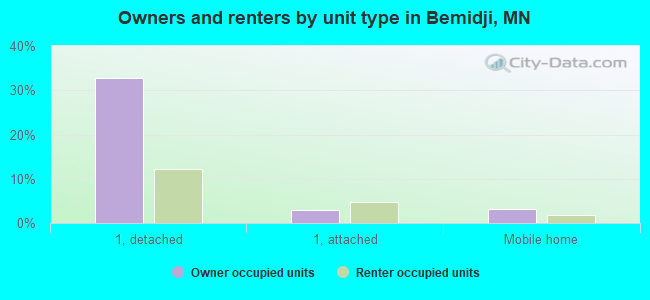 Owners and renters by unit type in Bemidji, MN