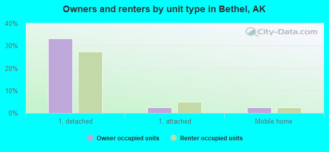 Owners and renters by unit type in Bethel, AK