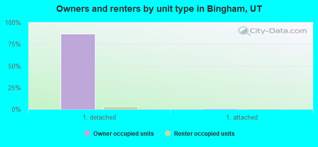 Owners and renters by unit type in Bingham, UT