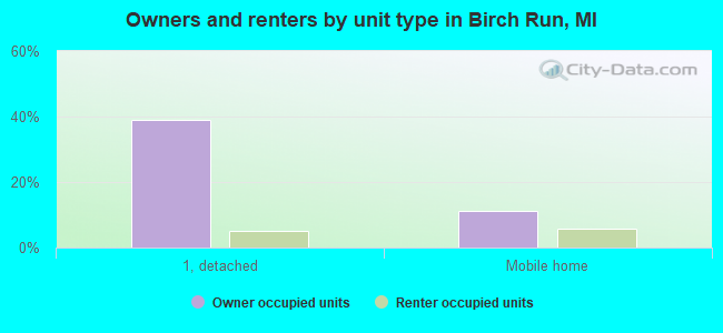 Owners and renters by unit type in Birch Run, MI