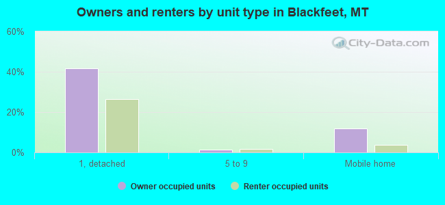 Owners and renters by unit type in Blackfeet, MT