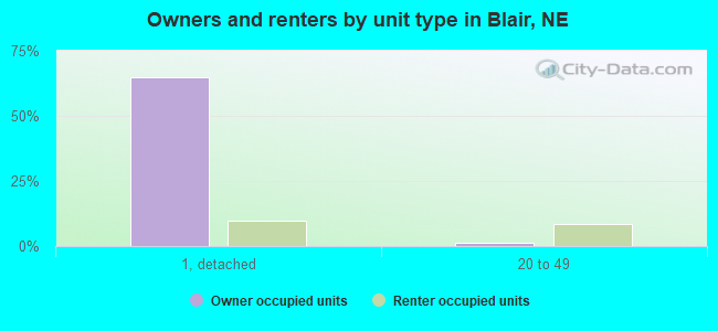 Owners and renters by unit type in Blair, NE