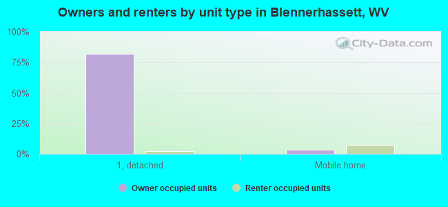 Owners and renters by unit type in Blennerhassett, WV
