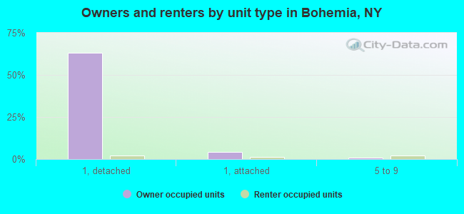 Owners and renters by unit type in Bohemia, NY