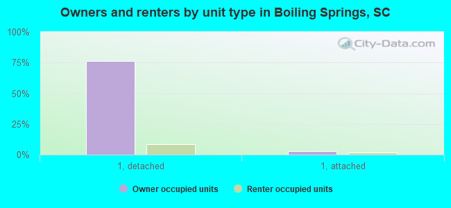 Owners and renters by unit type in Boiling Springs, SC