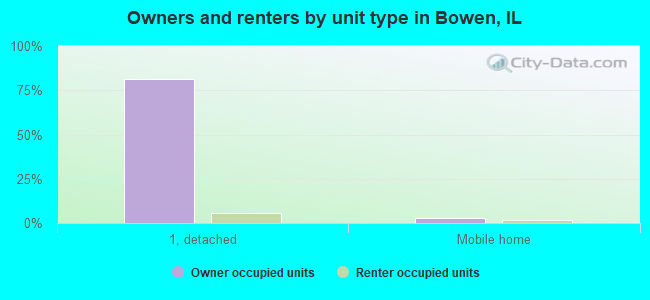 Owners and renters by unit type in Bowen, IL