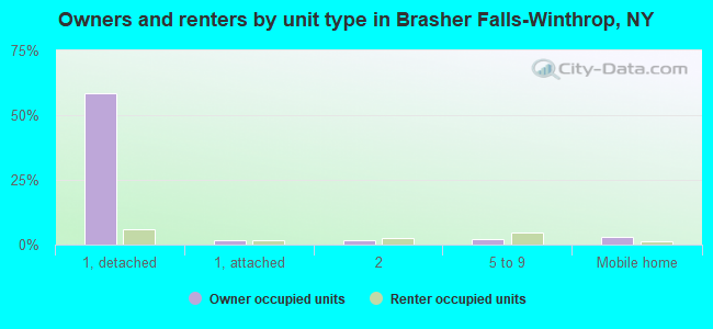 Owners and renters by unit type in Brasher Falls-Winthrop, NY