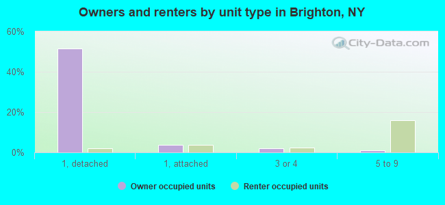 Owners and renters by unit type in Brighton, NY