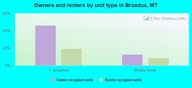 Owners and renters by unit type in Broadus, MT
