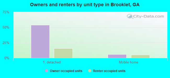 Owners and renters by unit type in Brooklet, GA