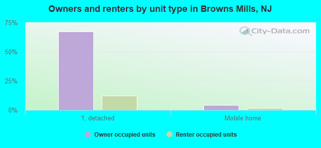 Owners and renters by unit type in Browns Mills, NJ