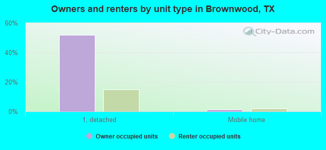 Owners and renters by unit type in Brownwood, TX