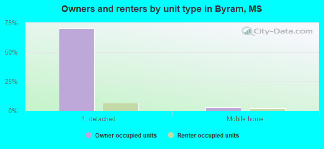 Owners and renters by unit type in Byram, MS