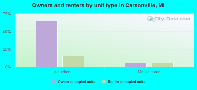 Owners and renters by unit type in Carsonville, MI