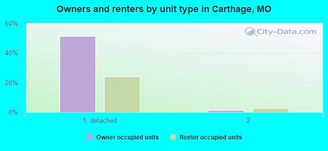 Owners and renters by unit type in Carthage, MO