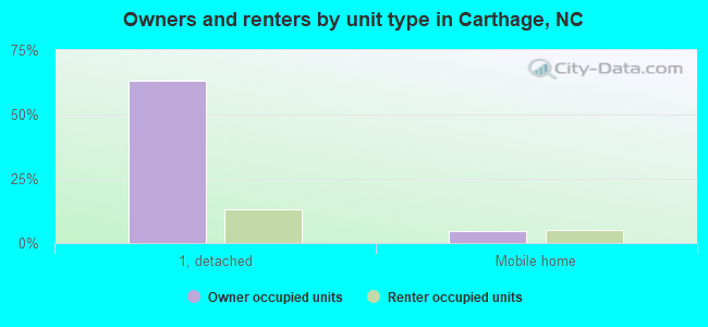 Owners and renters by unit type in Carthage, NC
