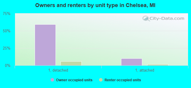 Owners and renters by unit type in Chelsea, MI